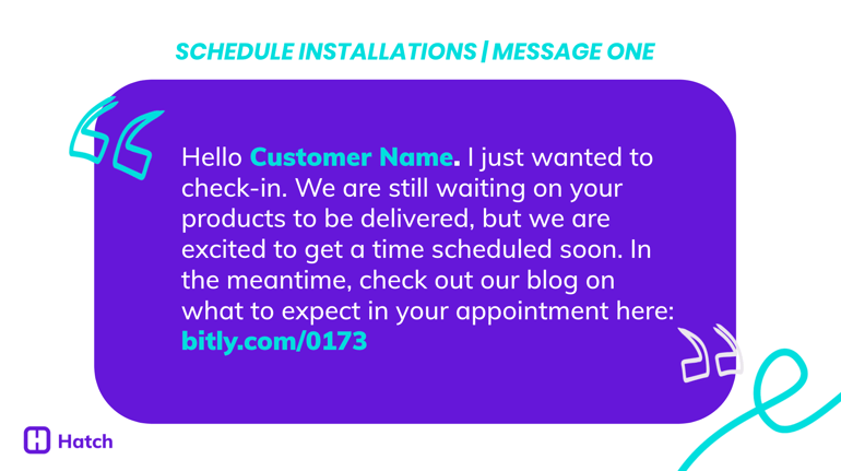 Schedule Installations, Message One