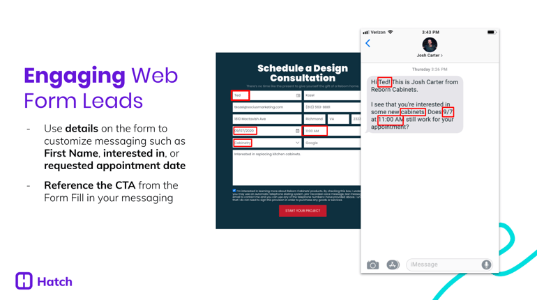 Customize Web Form Leads