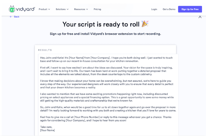 best free ai tools for contractors and call centers - vidyard script