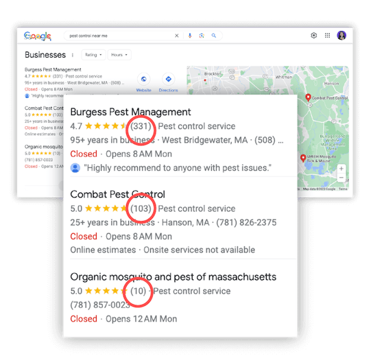 business planning checklist for contractors - google local pack example with reviews