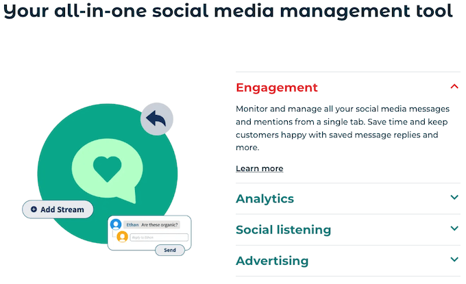 hootsuite social media management page