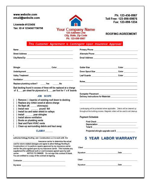 free roofing contract templates - example contract