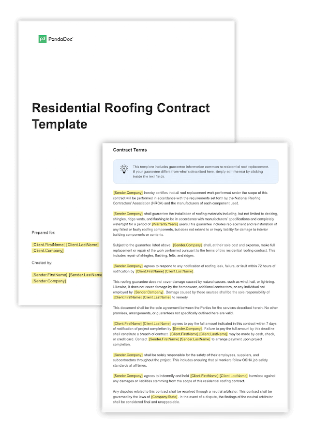 free roofing contract templates - pandadoc