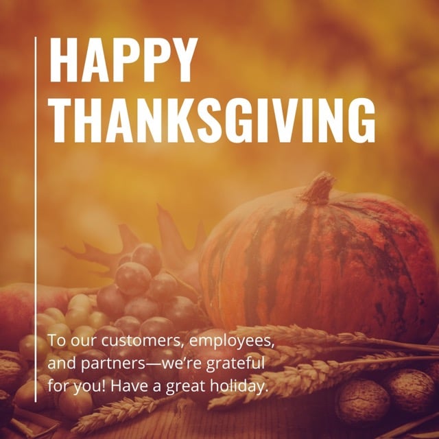 happy thanksgiving messages for clients - instagram graphic with gourd