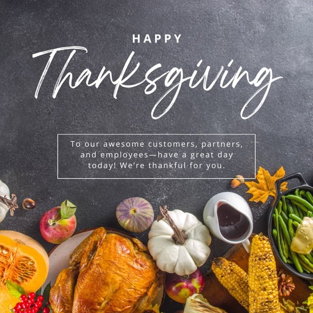 happy thanksgiving messages for clients - instagram graphic with feast