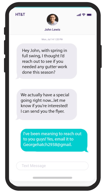 hatch app text conversation with existing customer