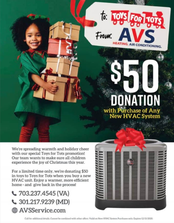 hvac holiday marketing ideas - donation with purchase
