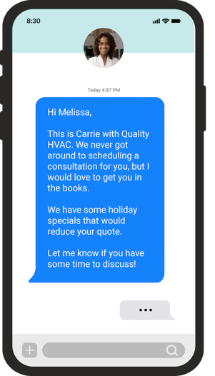 holiday hvac marketing templates - follow up text for leads