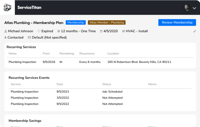 new servicetitan features - membership plan