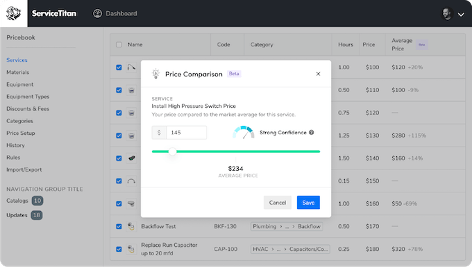 new servicetitan features - price comparison tool