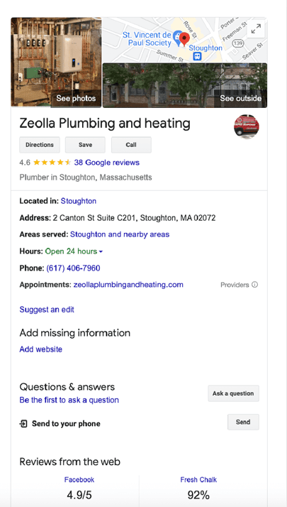 plumbing marketing ideas - google business profile