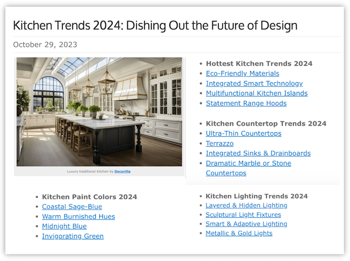 design trends for 2024 demonstrated by kitchen designs