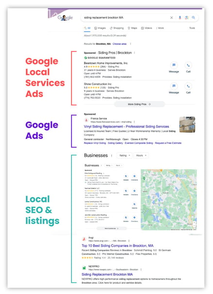 search engine marketing examples on the SERP