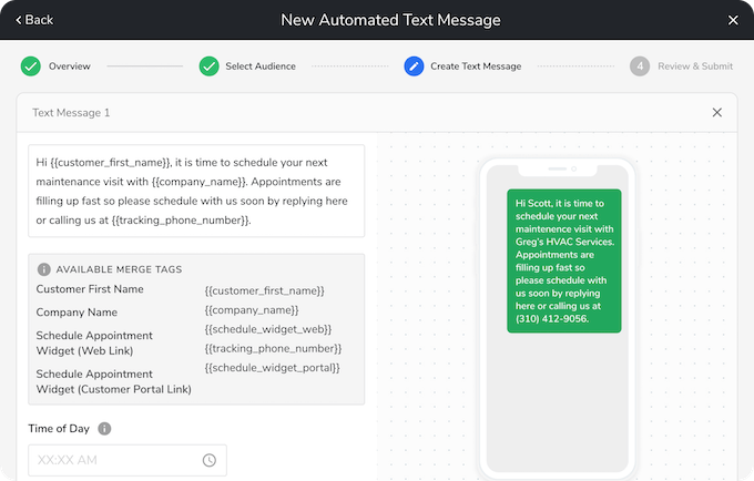 automated text integrations and services