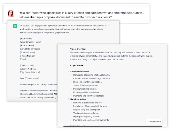 how to use AI for contractors - chatgpt prompt for proposal generation