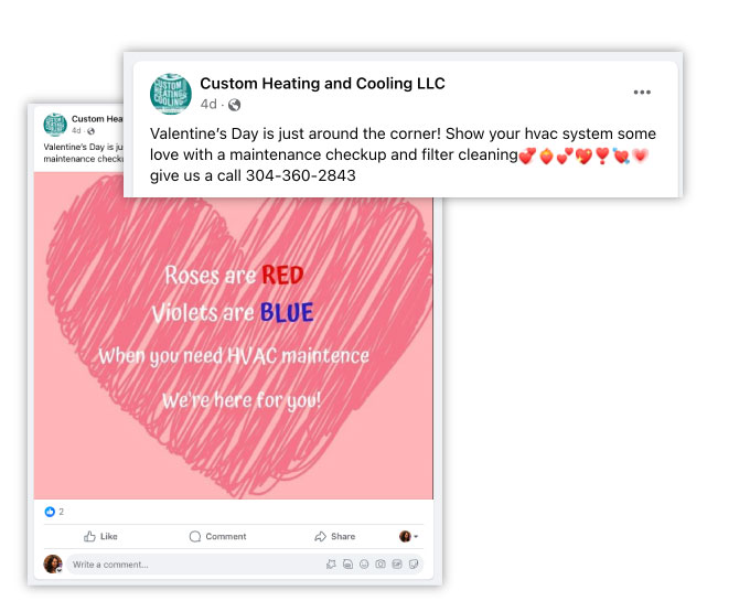 valentine's day marketing ideas - hvac social media post example