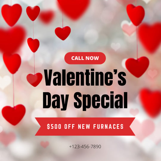 valentine's day hvac marketing templates - furnace discount example