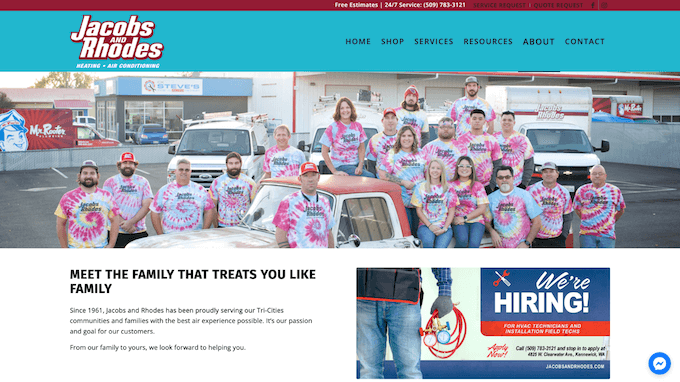 example of a site with team images