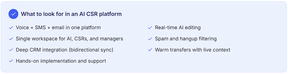 what to look for in an AI CSR
